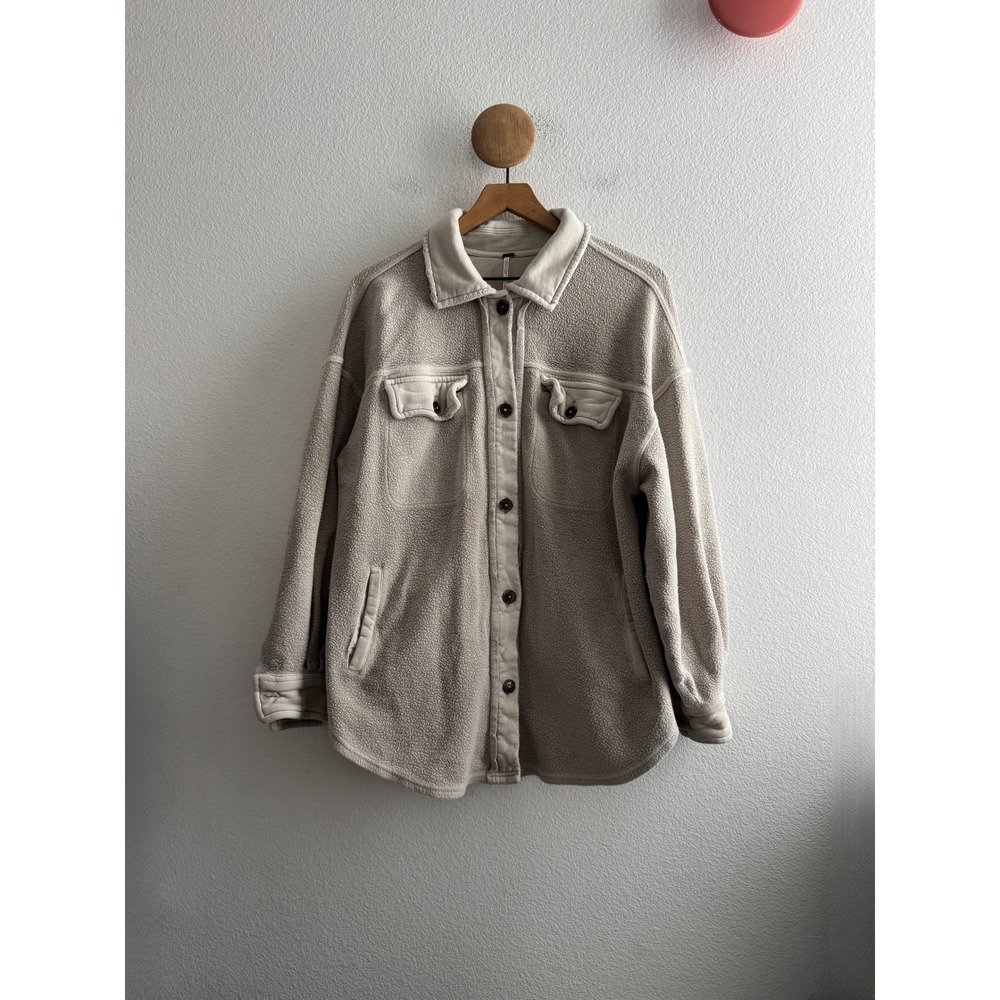 Free People Ruby Jacket Oatmeal Beige Fleece Oversized Shacket Small